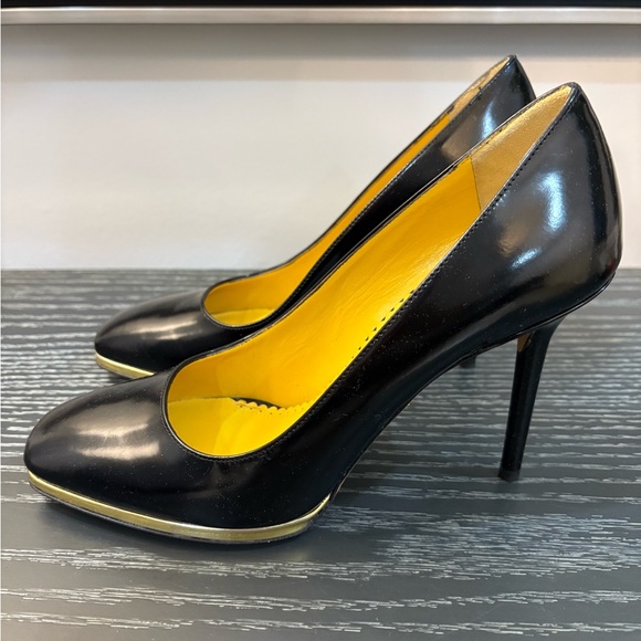 Charlotte Olympia Shoes - Charlotte Olympia Black Heels with Yellow Insole